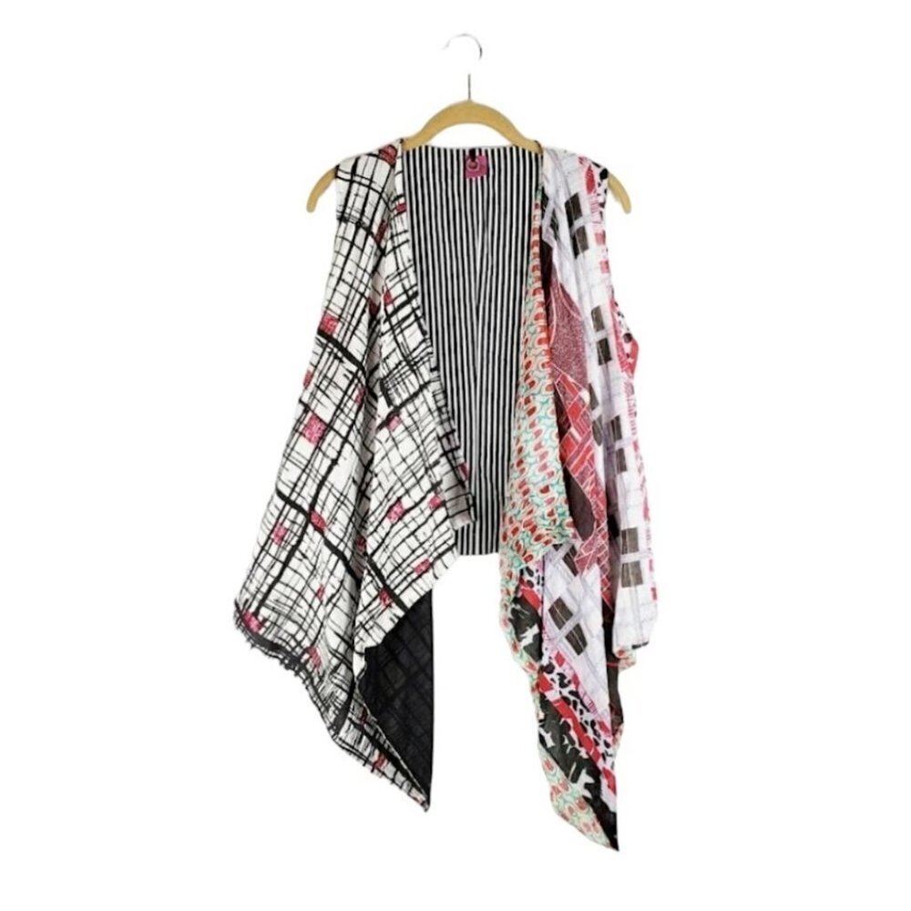 Save the Queen Vest Waterfall Scarf Patchwork Avant Garde Womens Size Small